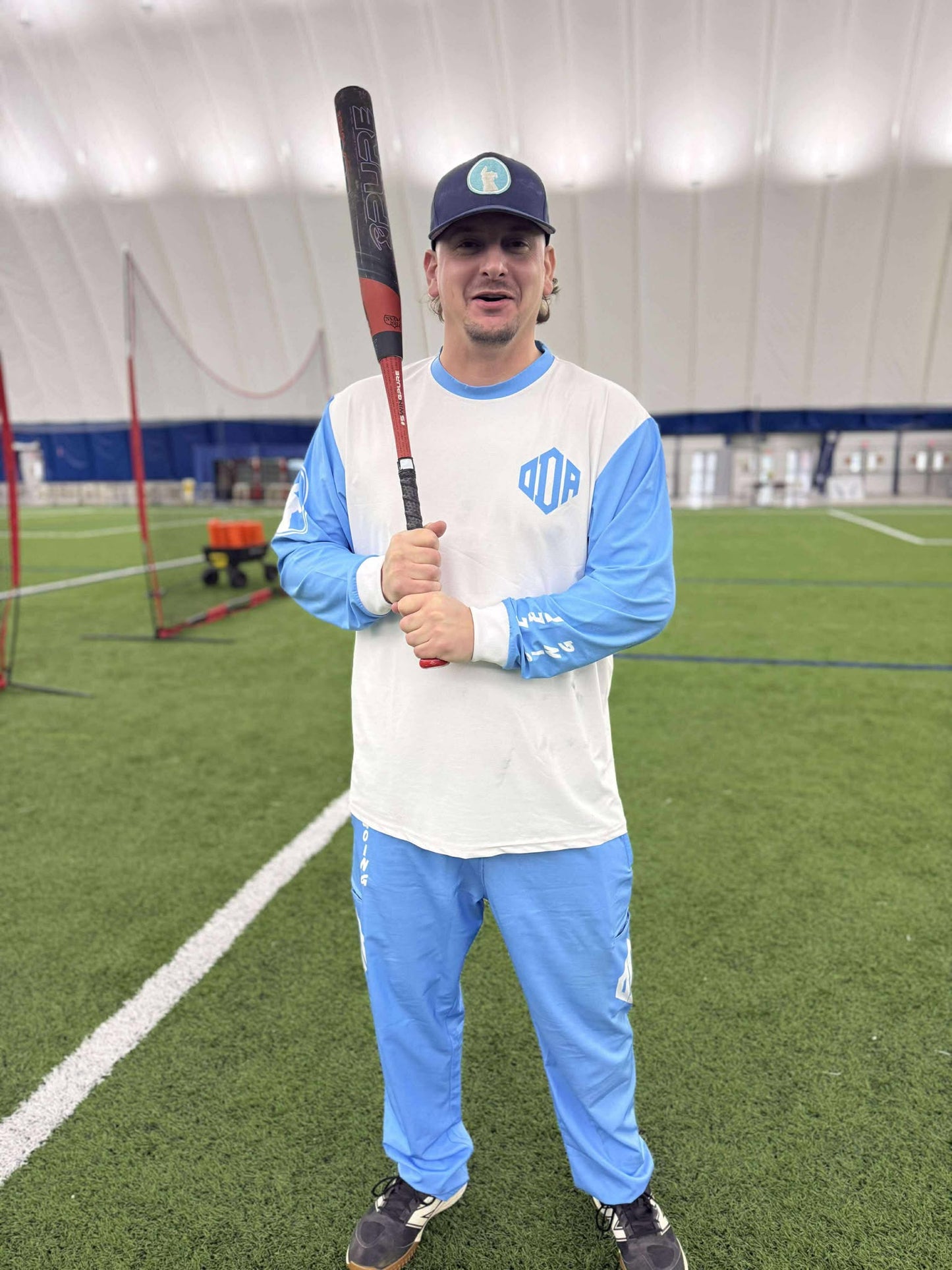White and Baby Blue Mesh Lightweight Hoodie