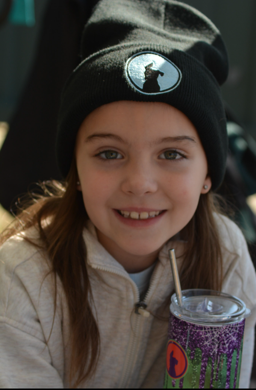 Black Pom Pom Baby Blue DDA Logo Beanie