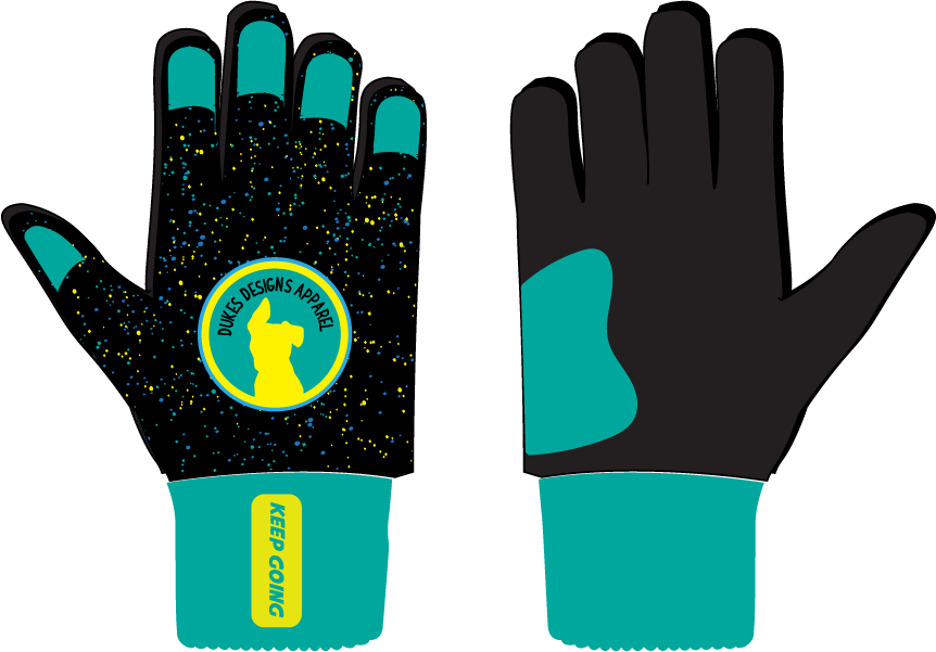 Batting Gloves - Black with Teal - Glitter specs