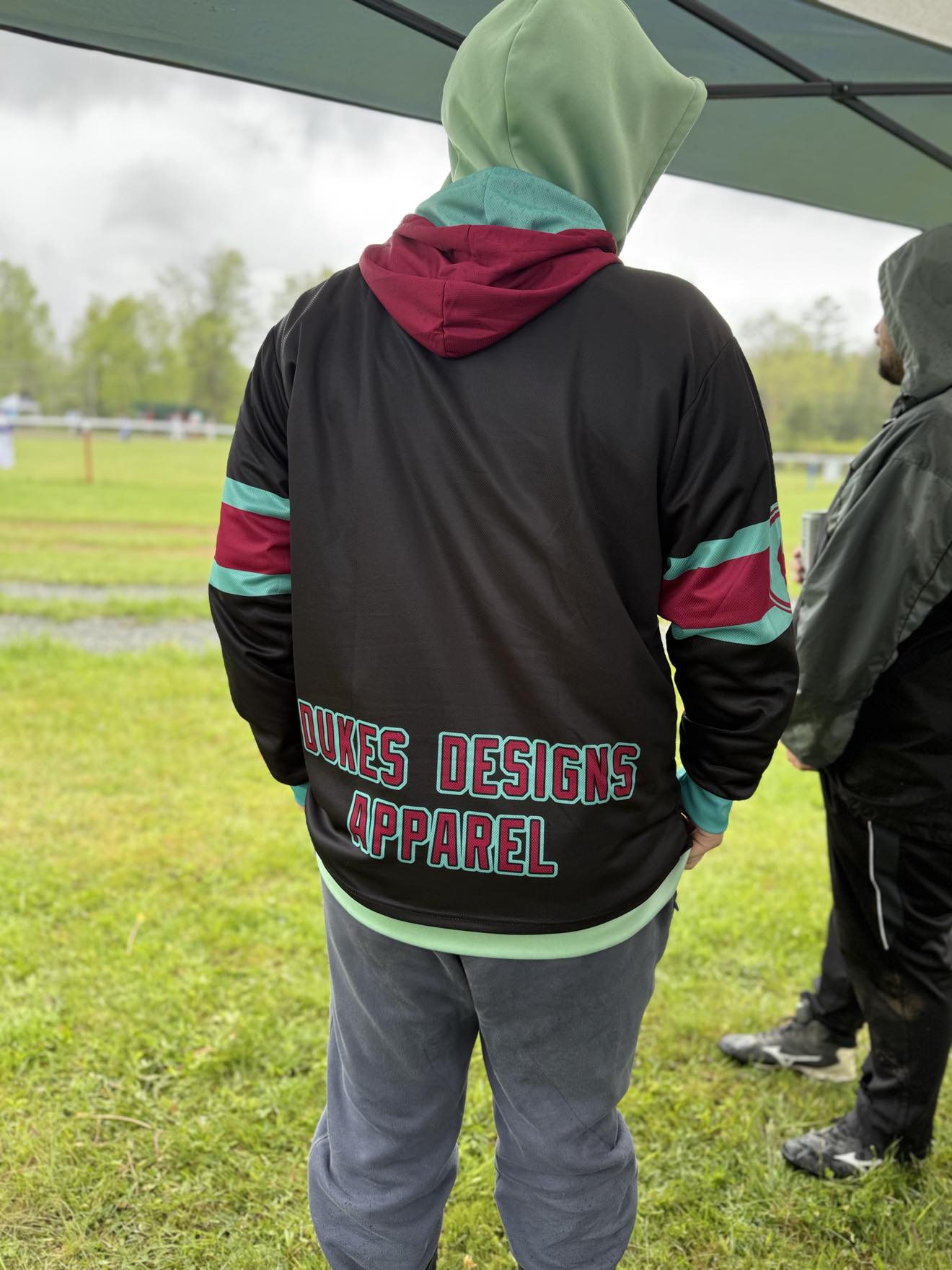 Black Maroon and Teal Mesh Lightweight Hoodie