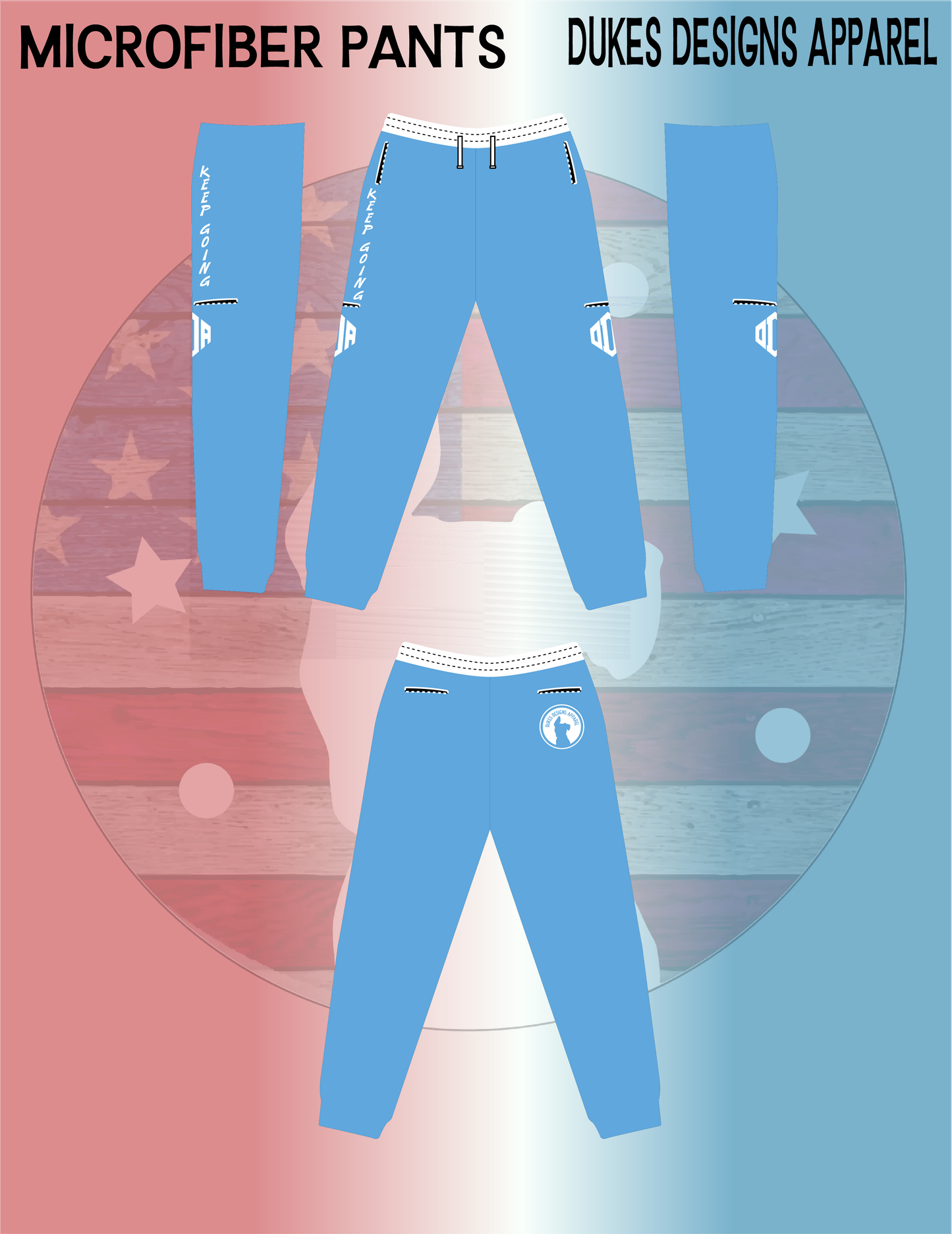 Microfiber Pants - Baby Blue with White