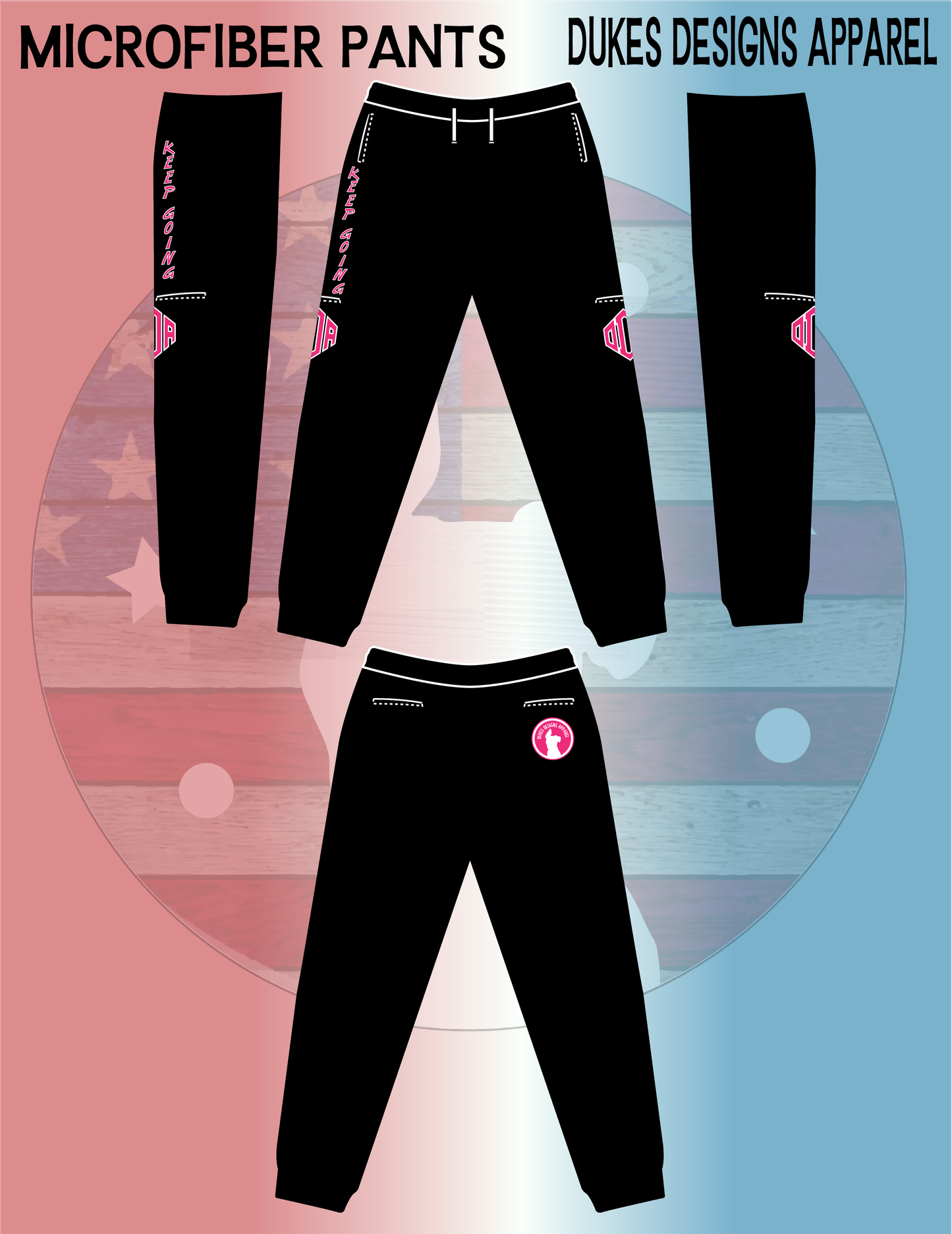 Microfiber Pants - Black with Pink