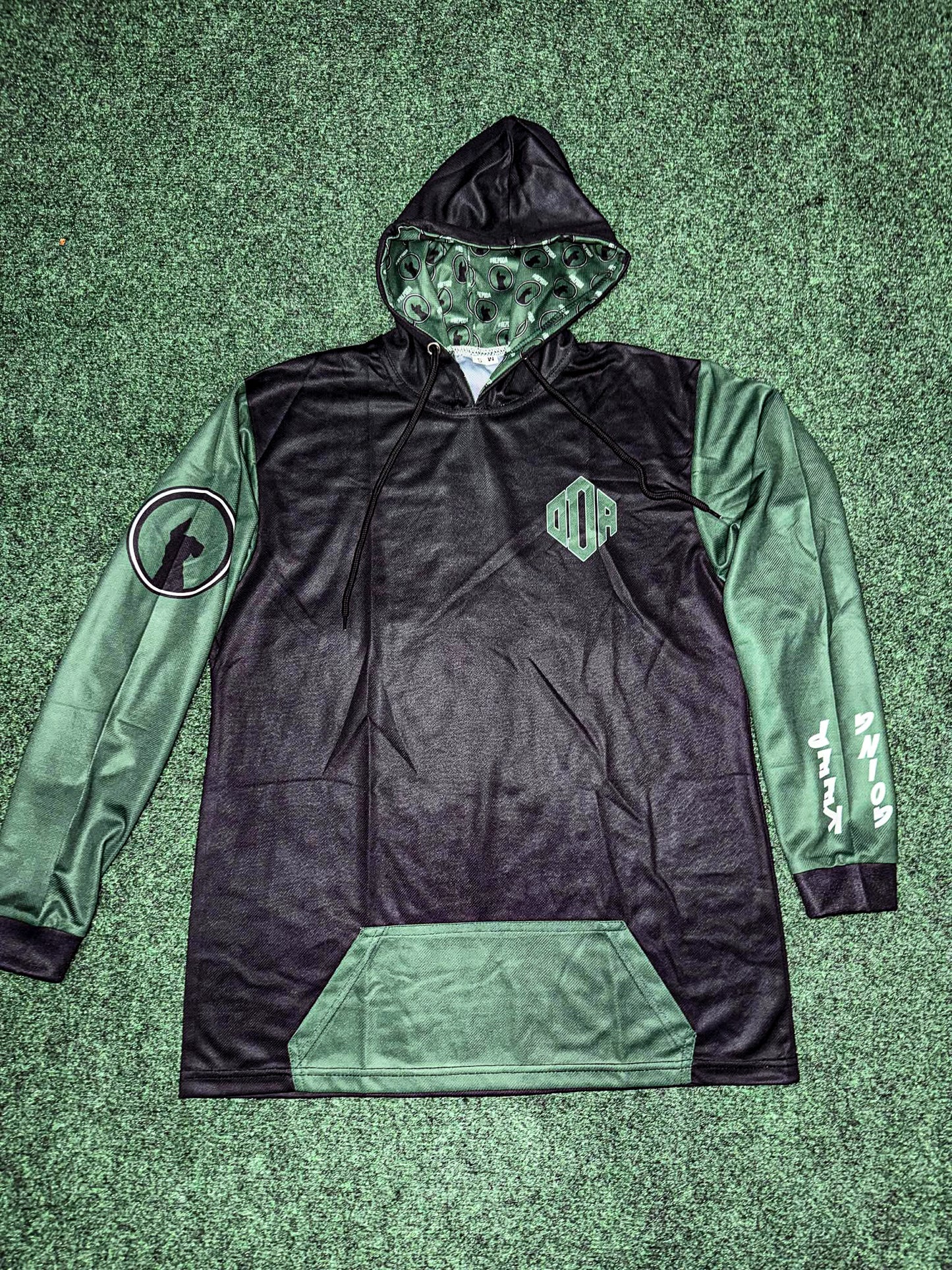 Black and Army Green Mesh Lightweight Hoodie