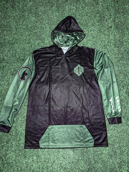 Black and Army Green Mesh Lightweight Hoodie