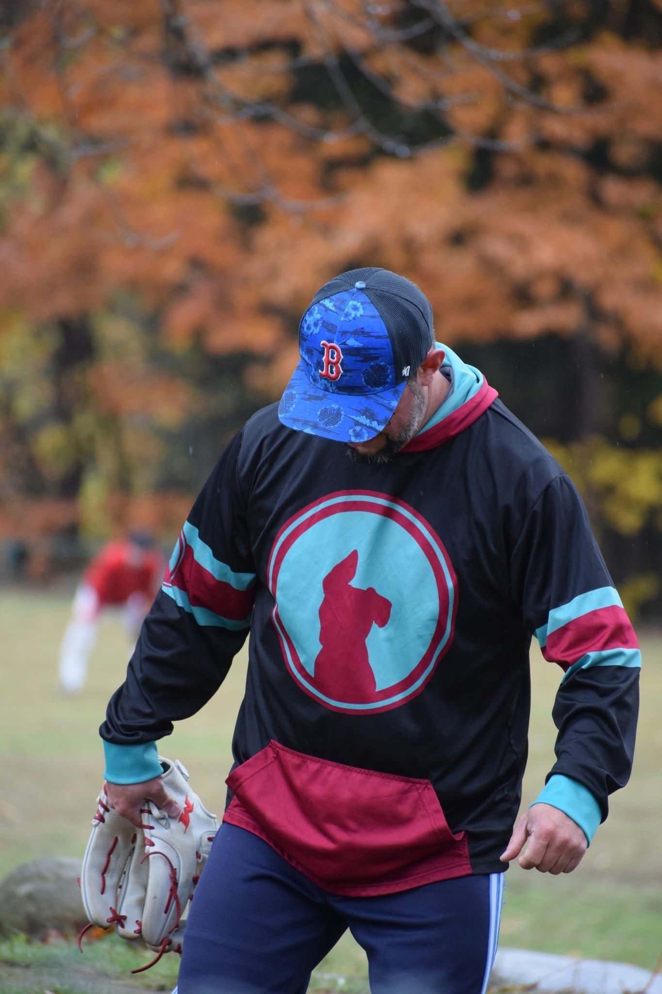 Black Maroon and Teal Mesh Lightweight Hoodie