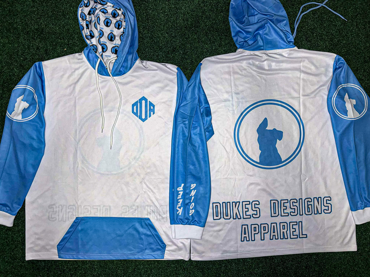White and Baby Blue Mesh Lightweight Hoodie