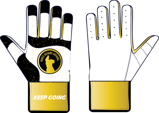 Batting Gloves - White with Gold - Glitter specs