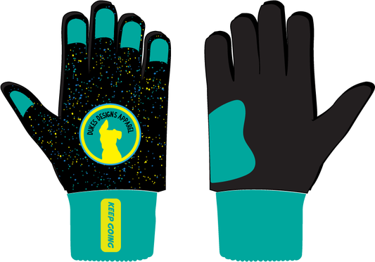 Batting Gloves - Black with Teal - Glitter specs
