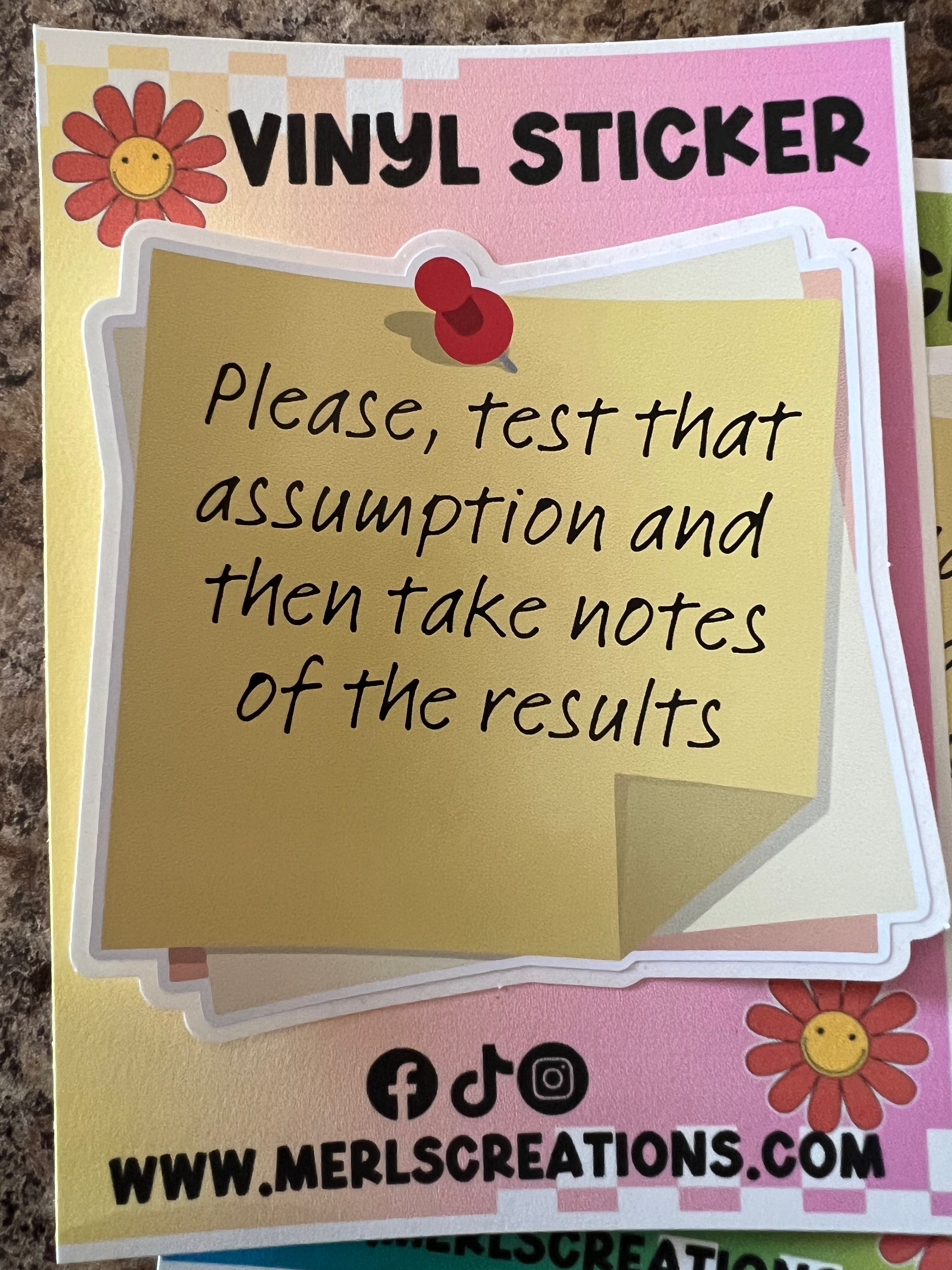 Test that assumption Vinyl Sticker – Merlscreations