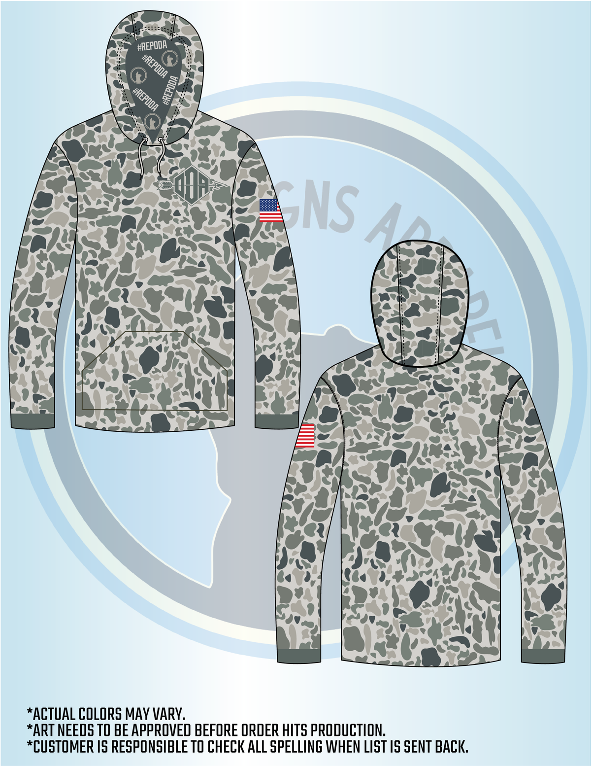Light Duck Camo Hoodie or Lightweight Hoodie