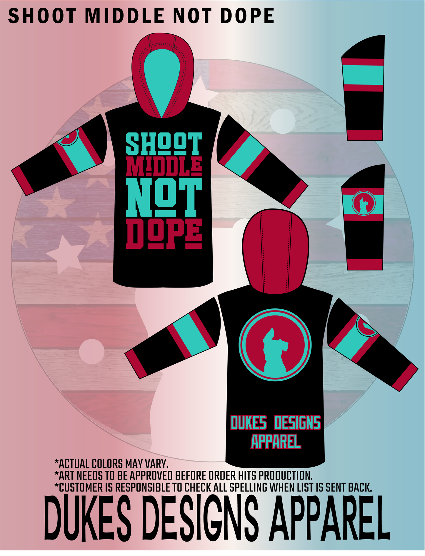 Shoot Middle Not Dope DDA Exclusive Longsleeve - Black Teal Maroon