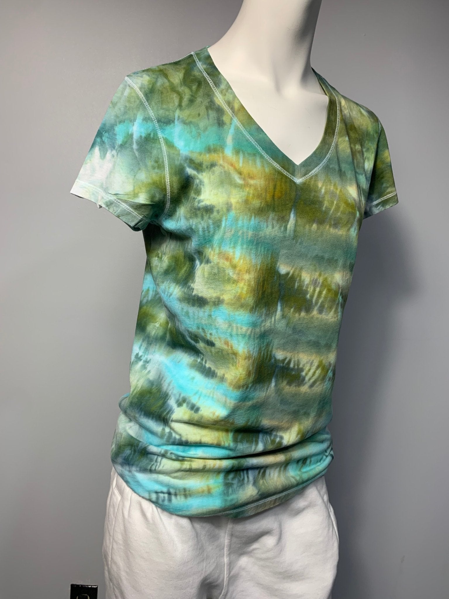 203 Green XL Women's V-Neck T-Shirt - Merlscreations