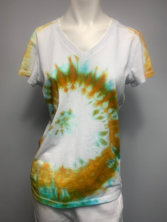 207 Women's V - NECK XL Hibiscus Swirl Shirt - Merlscreations