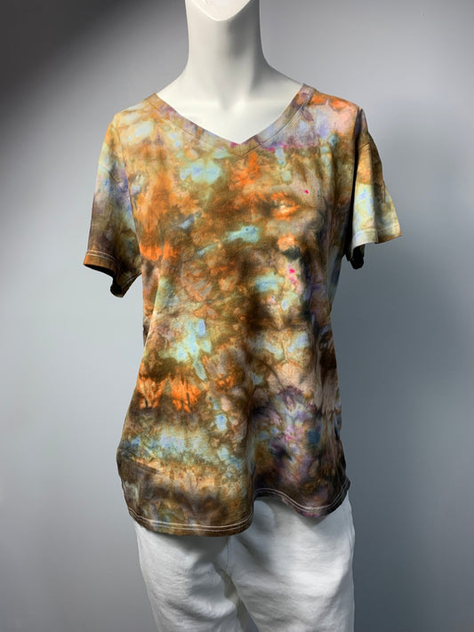 213 XL Women's V-Neck Browns and Orange