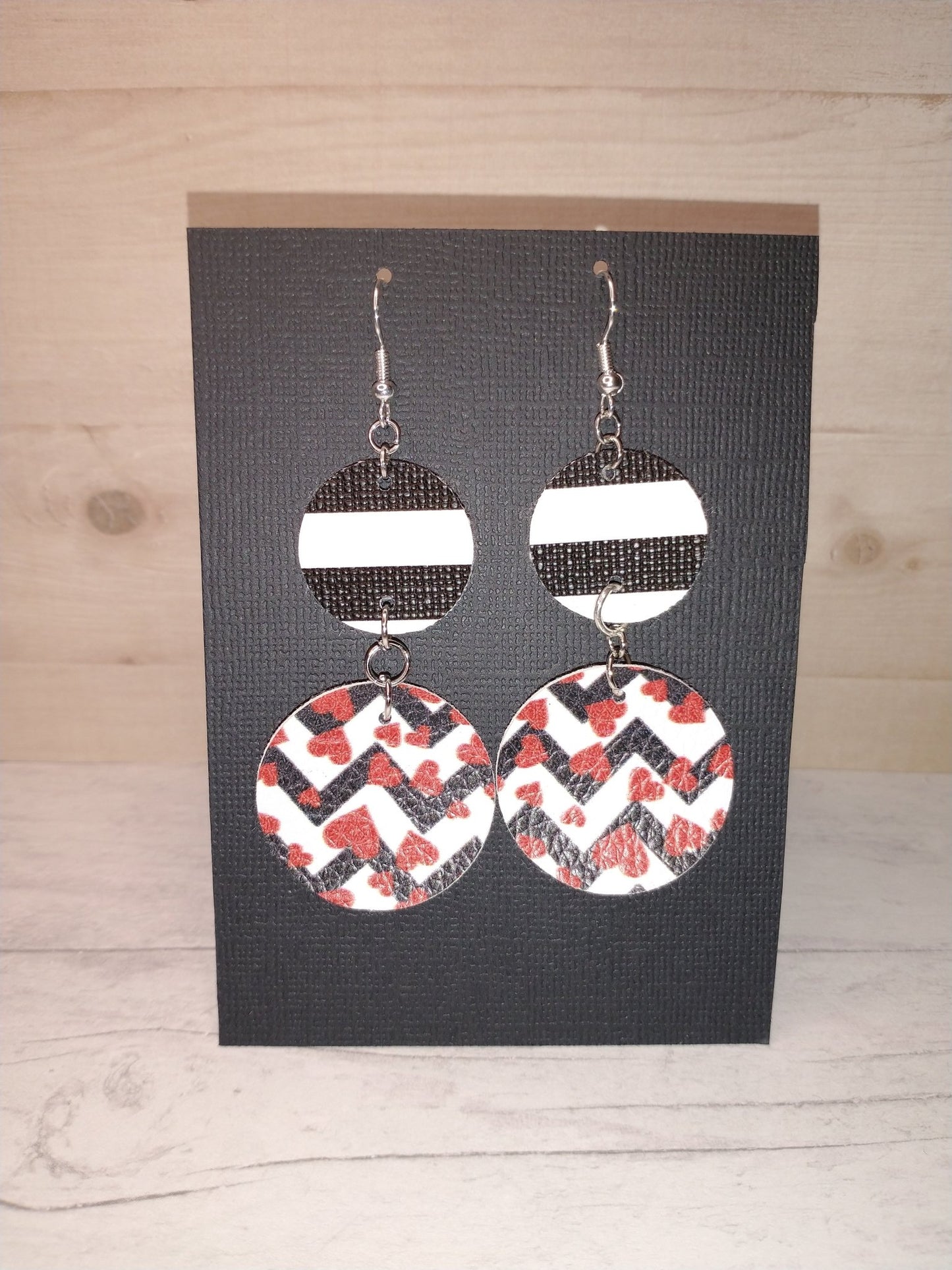 Heart Stripped Circle Earrings - Merlscreations