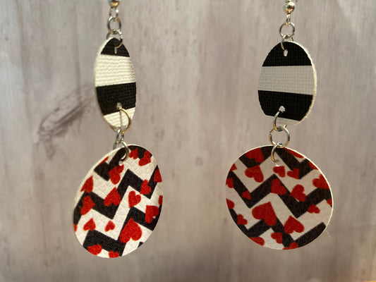 Heart Stripped Circle Earrings - Merlscreations