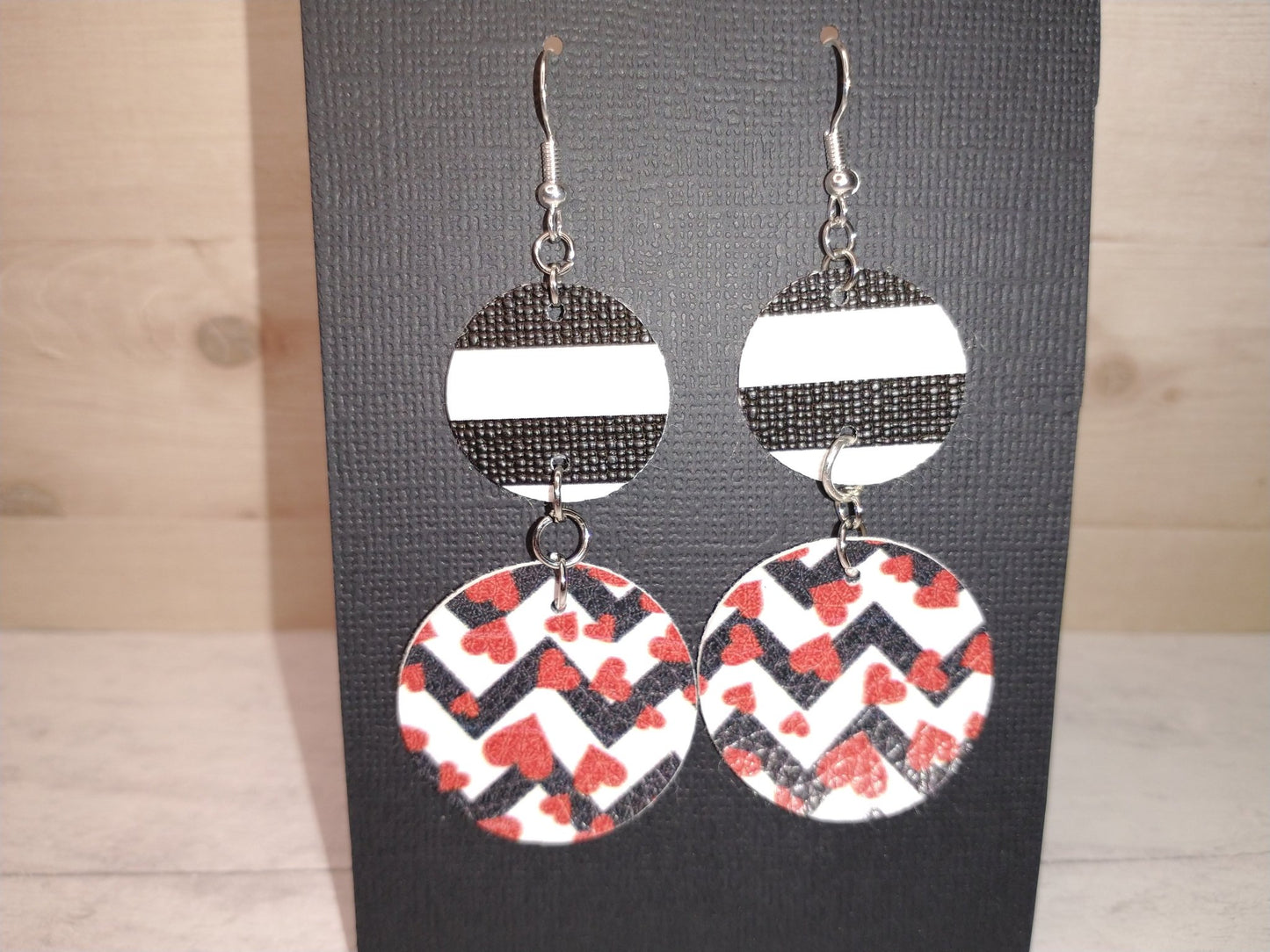 Heart Stripped Circle Earrings - Merlscreations