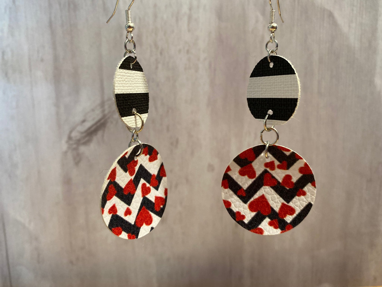 Heart Stripped Circle Earrings - Merlscreations