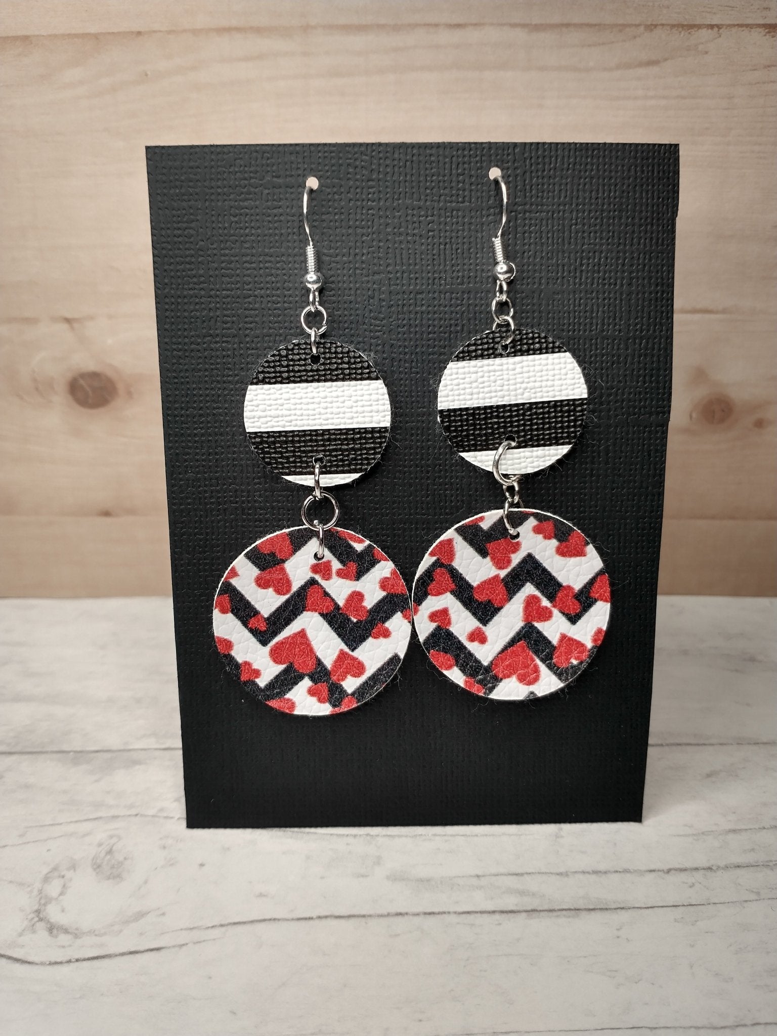 Heart Stripped Circle Earrings - Merlscreations