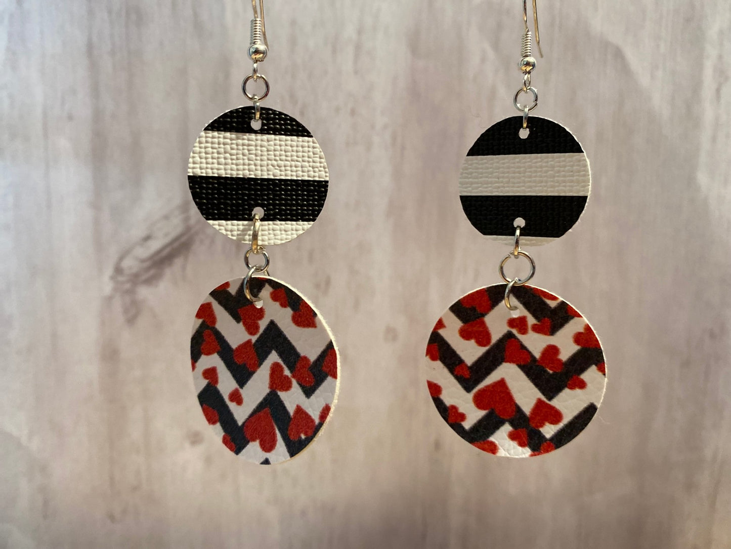 Heart Stripped Circle Earrings - Merlscreations