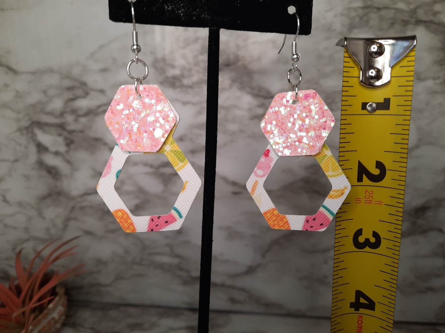 Pink Glitter and Summertime Earrings - Merlscreations