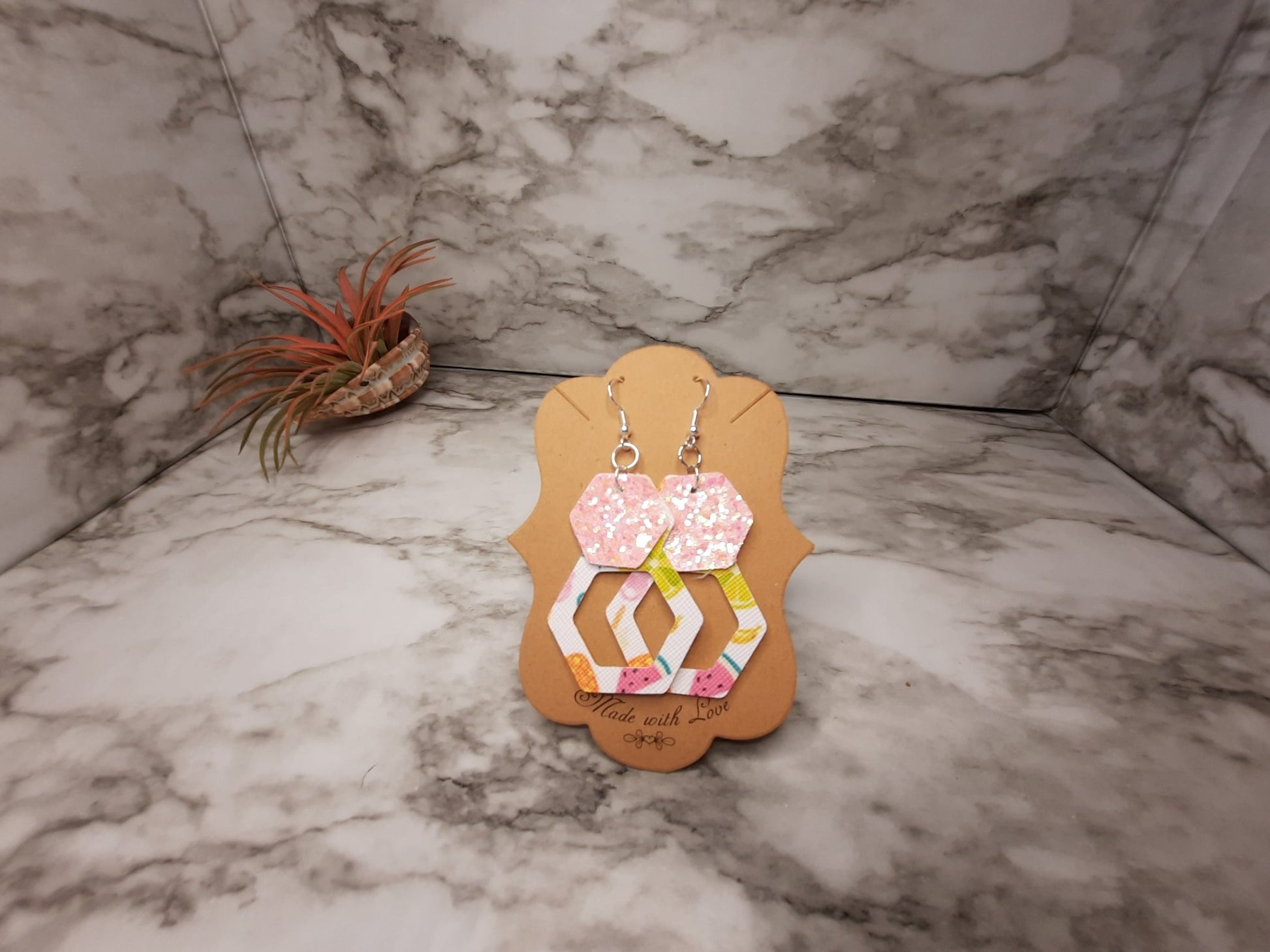 Pink Glitter and Summertime Earrings - Merlscreations