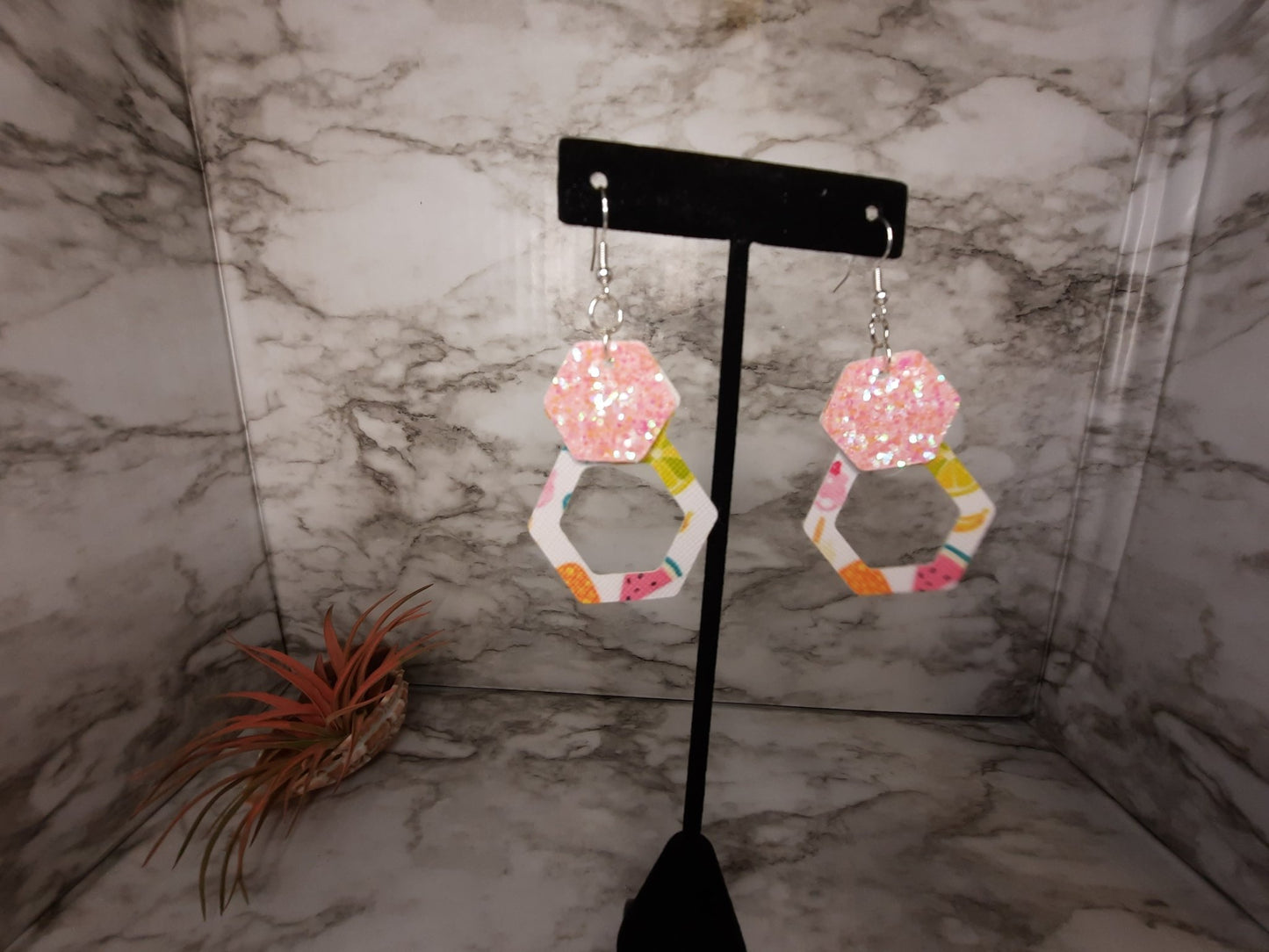 Pink Glitter and Summertime Earrings - Merlscreations