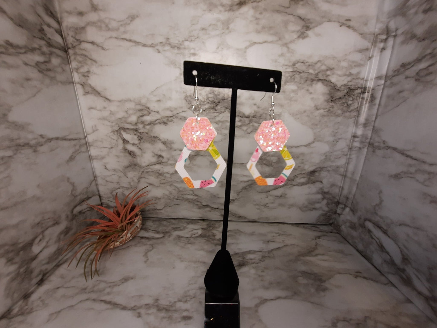 Pink Glitter and Summertime Earrings - Merlscreations