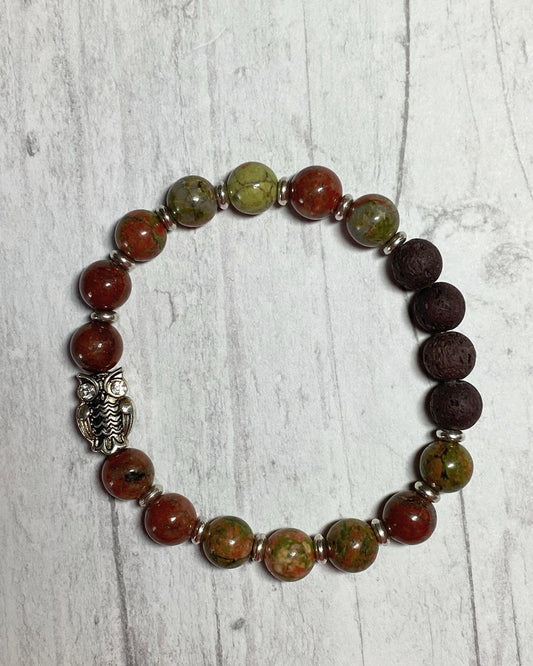Unakite Owl Gemstone Bracelet - Merlscreations