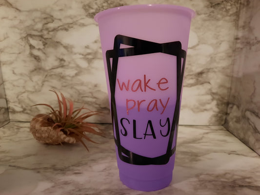 Wake Pray Slay Purple Color Changing Cup - Merlscreations